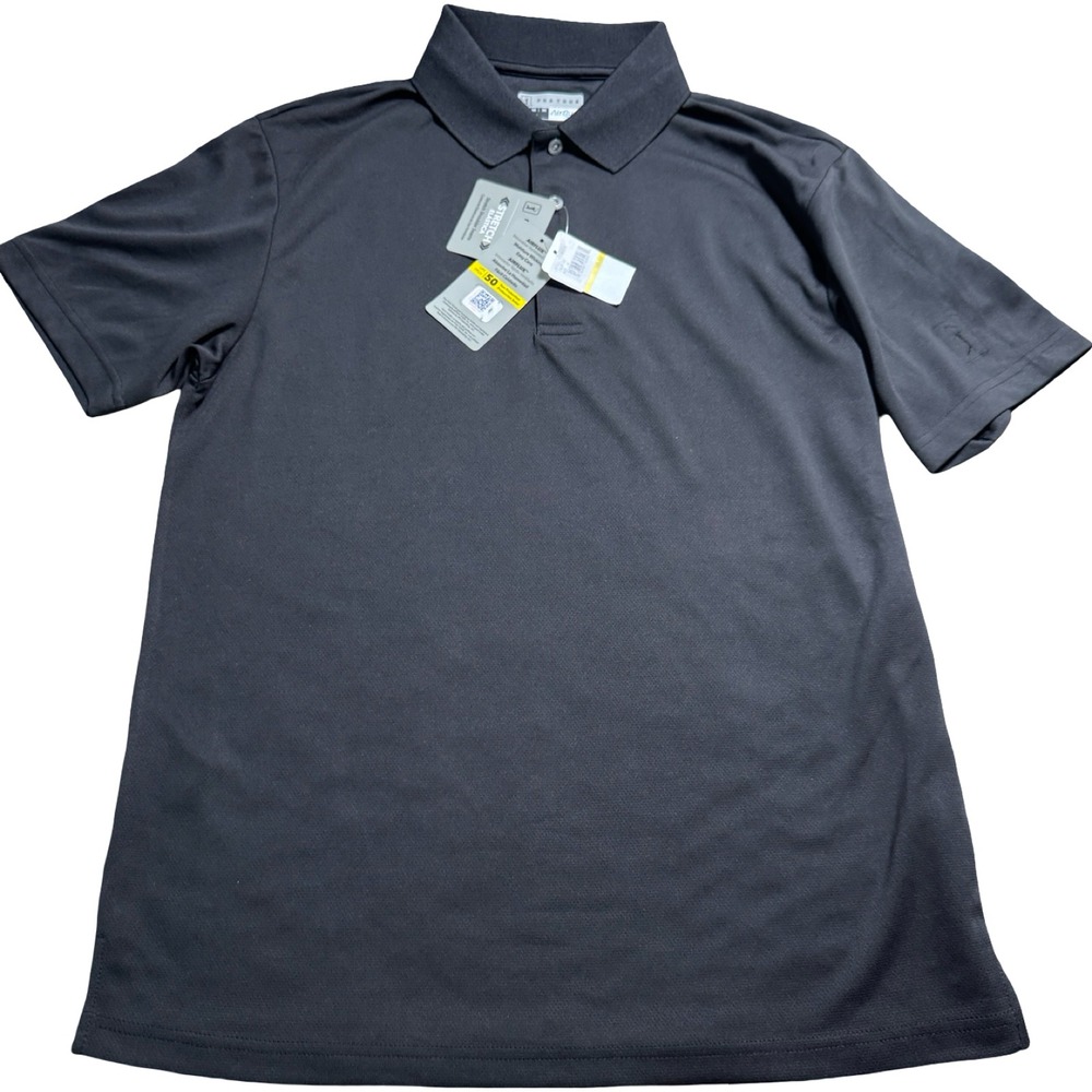 PGA TOUR Airflux Golf Polo Shirt Men's M Black Performance NWT